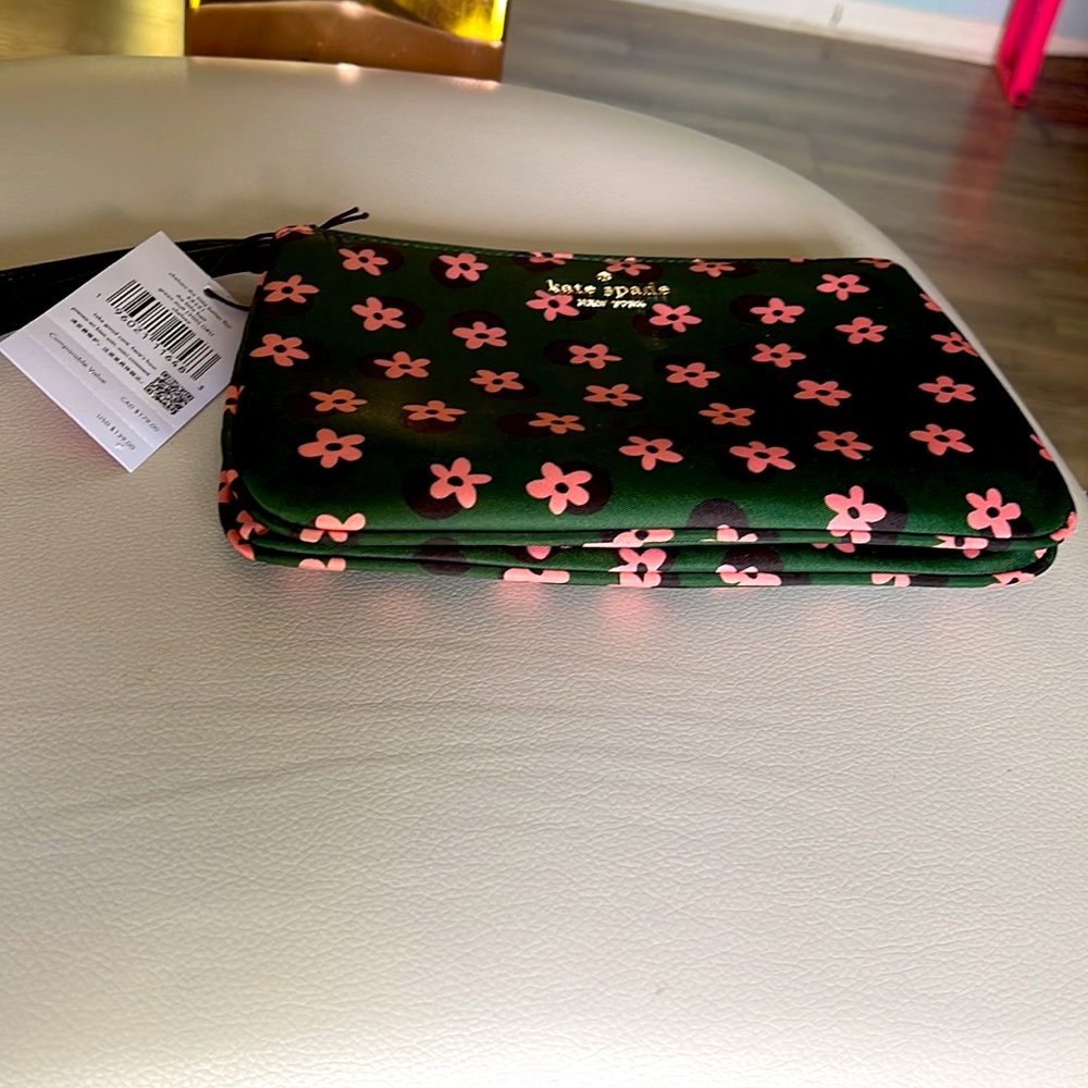 NWT Kate Spade nylon green pink floral bag set - Picture 14 of 16